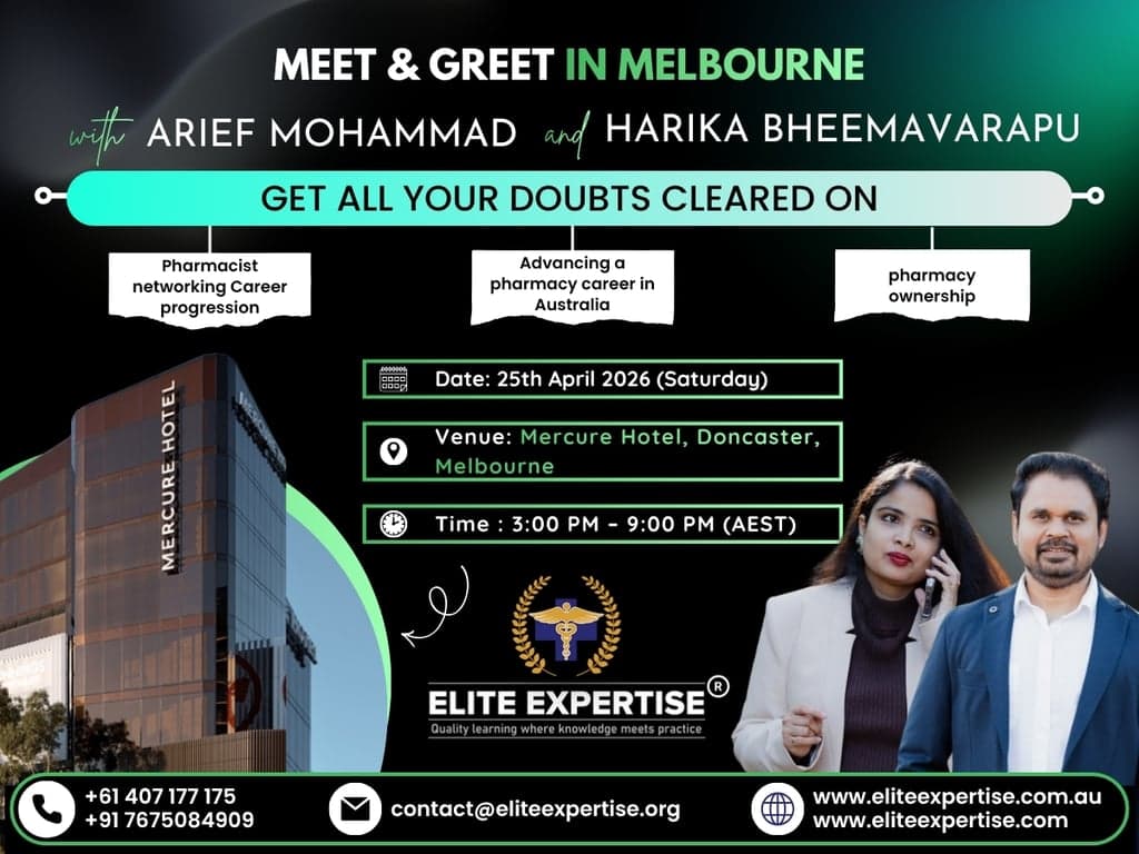 Meet & Greet in Melbourne with Arief Mohammad & Harika Bheemavarapu | Pharmacy Career Event 2026